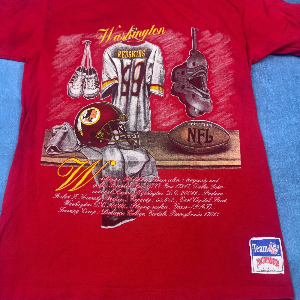 Vintage Nutmeg Washington Redskins NFL T-Shirt Red Mens Large Made in USA